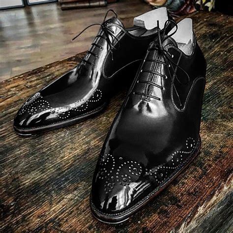 Handmade Men American Luxury Brogues Toe Black Leather Shoes Leather