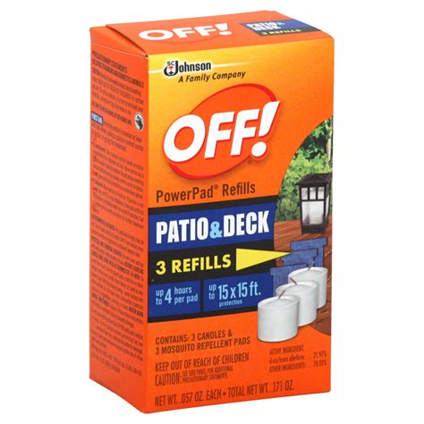 But makes sure you get the powerpad repellent lamp because off makes another similar product called the off mosquito lamp ( which works horrible !) i purchased the mosquito lamp by accident ( i thought it was a design update only) and when it wasn't working i read the box and realized they. Off! PowerPad Refills, Patio & Deck, 3 - 0.57 oz refills ...