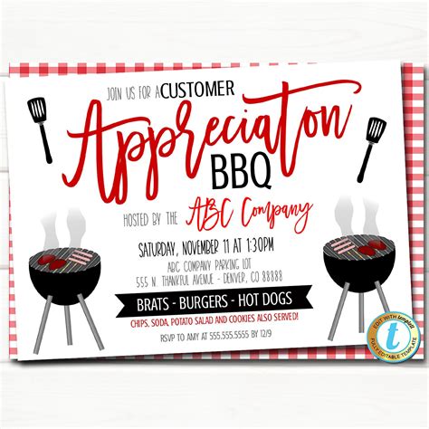 Appreciation Bbq Party Invitation Customer Client Thank You Event