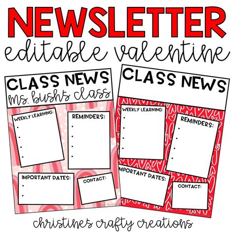 Valentines Day Newsletter Templates L Editable Etsy
