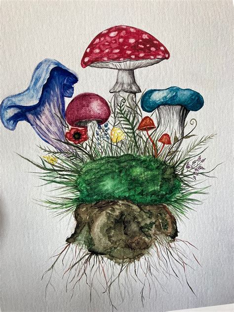 Mushrooms Print Of Orginal Watercolor Painting Etsy