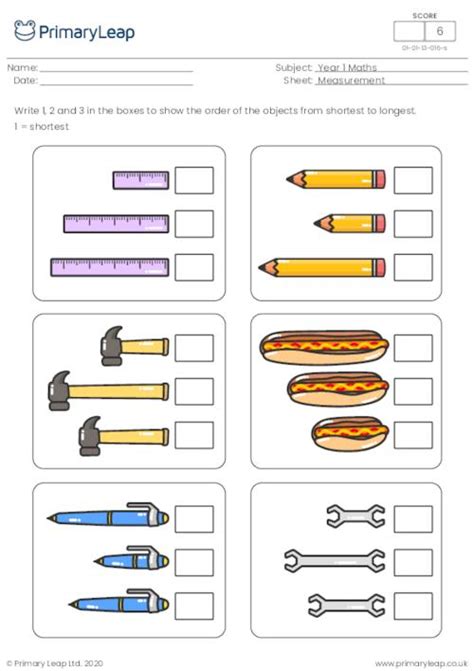 Numeracy Ordering Objects By Length Worksheet Uk