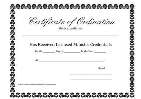 Free Printable Certificate Of Ordination Template Templates Printable