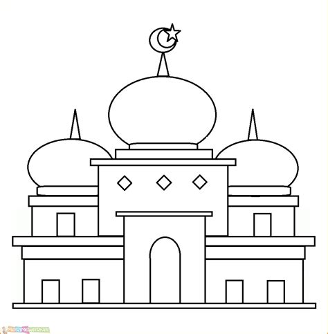 Gambar Mewarnai Pemandangan Masjid Reverasite