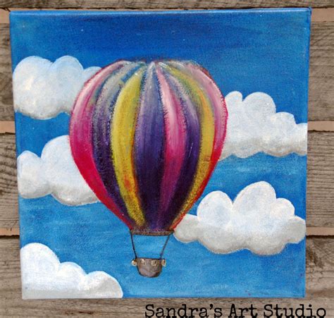 Cute Painting Of A Little Hot Air Balloon Acrylic Paint On Canvas 7 7