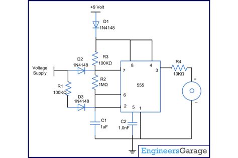 It is the pin connected to the inverting terminal of the lower comparator. Power failure alarm using diode and astable mode of 555 timer