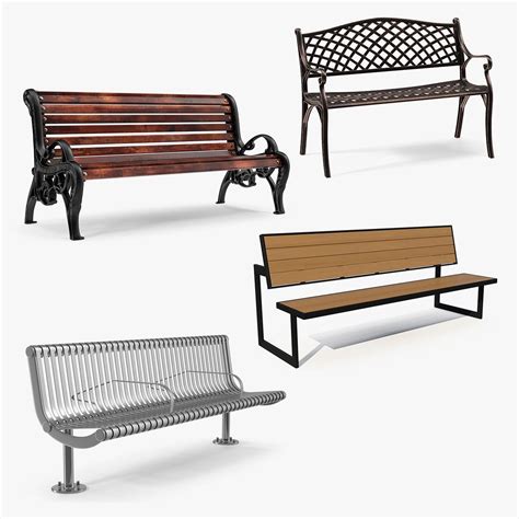 street benches collection 2 3d model 49 3ds obj max c4d ma free3d