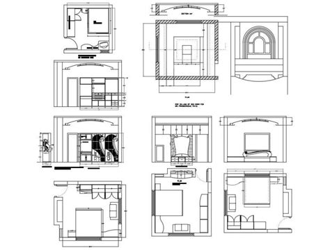 House Bedroom Section Plan Interior And Furniture Layout Details Dwg