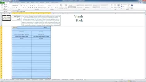 Print Your Vocab List Vocab Book For Excel Youtube