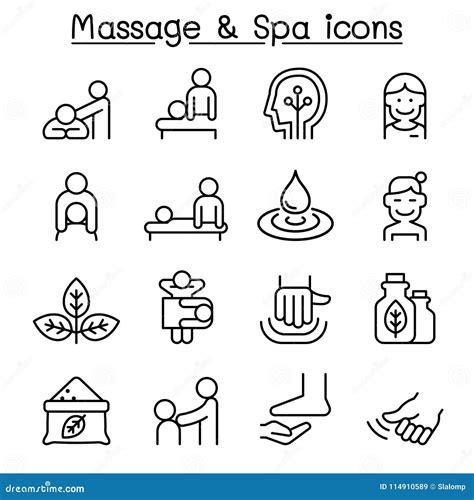 Massage And Spa Icon Set In Thin Line Style Stock Illustration Illustration Of Business Botany