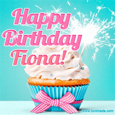 Happy Birthday Fiona Elegang Sparkling Cupcake  Image