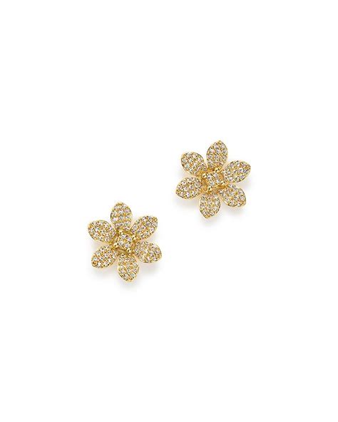 Bloomingdales Diamond Flower Stud Earrings In 14k Yellow Gold 050 Ct