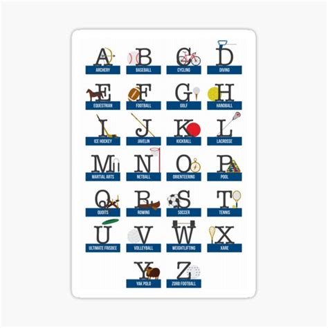Sports And Games Alphabet Sticker By Babybigfoot Redbubble