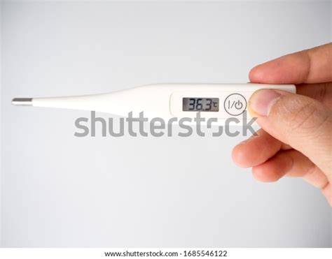 Hand Hold Digital Thermometer Display Body Stock Photo 1685546122