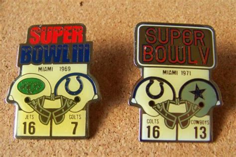 2 Sb Super Bowl Pins Baltimore Colts V Ny Jets Iii Pin And Cowboys V Pin