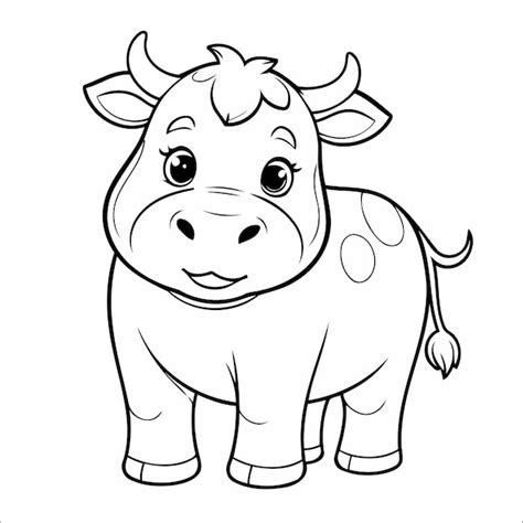 Desenho de página para colorir de vaca para crianças Vetor Premium