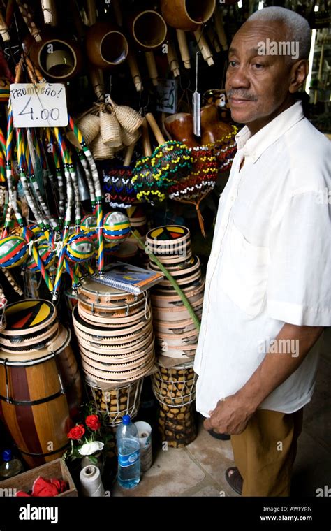 Brazil Salvador Bahia Shop Keeper And Musical Instruments On Sale In