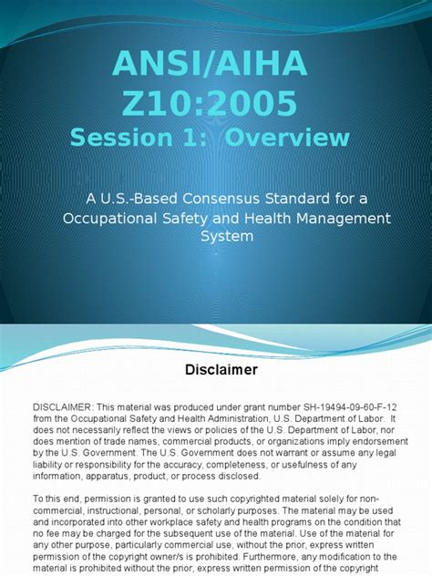 Ansi Z10 Session 1r C2 Occupational Safety And Health Occupational