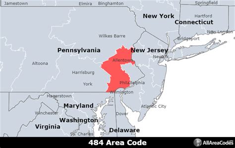 484 Area Code - Location map, time zone, and phone lookup