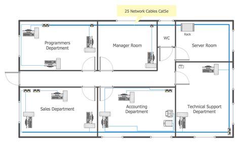 Network Layout Floor Plans Local Area Network Lan Computer And