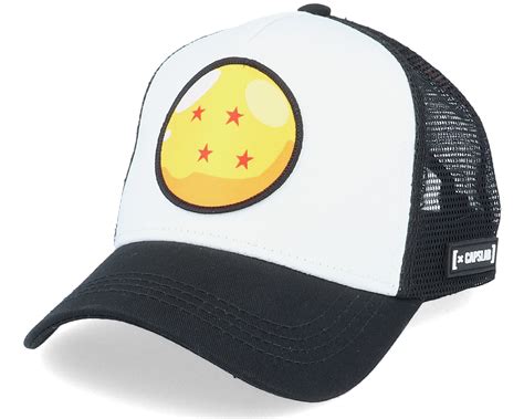 Officially licensed dragon ball z product. Dragon Ball Z Four Star Ball White/Black Trucker - Capslab caps | Hatstore.co.uk