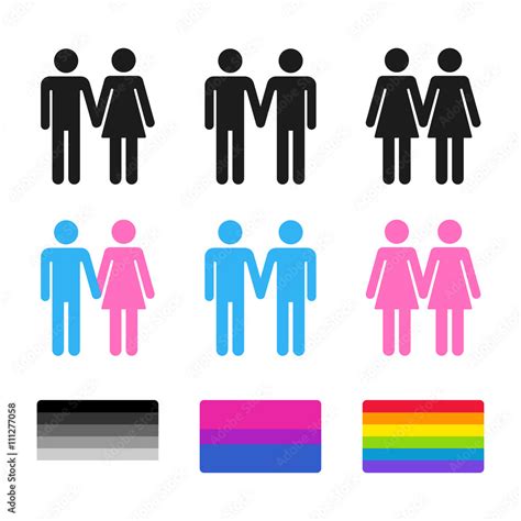 Heterosexuales Y Las Parejas Homosexuales Con Banderas Illustracion