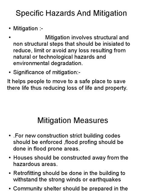 Specific Hazards And Mitigation Pdf Hazards Emergency Management