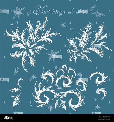 Winter Frost Decor Elementshand Drawn Template Stock Vector