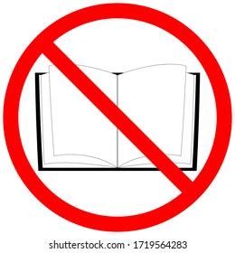Vektor Stok No Reading Sign Open Book Crossed Tanpa Royalti