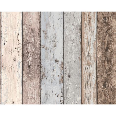 Wood Effect Wallpaper Panels White Washed Distressed Logs Planks