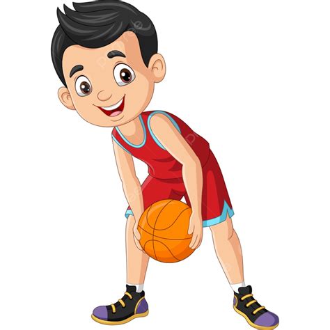 Man Playing Basketball Clipart Vector Cartoon Little Boy Playing