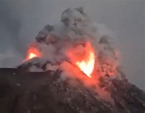 The Santiaguito Lava Dome In Guatemala Erupts