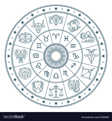 Zodiac Signs Astrological Symbols In A Light Circle Vector Stock 96b