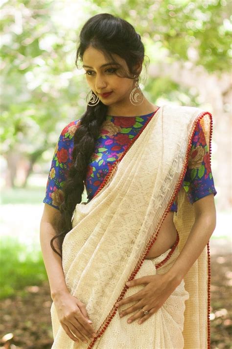 Romantic Ivory Lace Saree With Floral Blouse Saree Blouse Designs Blouse Designs Green