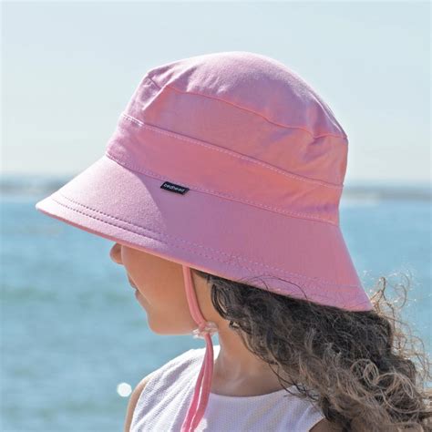 Girls Bucket Hat In Pink With Strap Bedhead Hats Upf 50 Baby And Kids