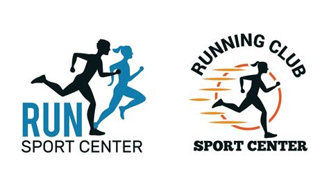 Running Logo Marathon Club Badges Sport Symbols Shoe Legs Jumping