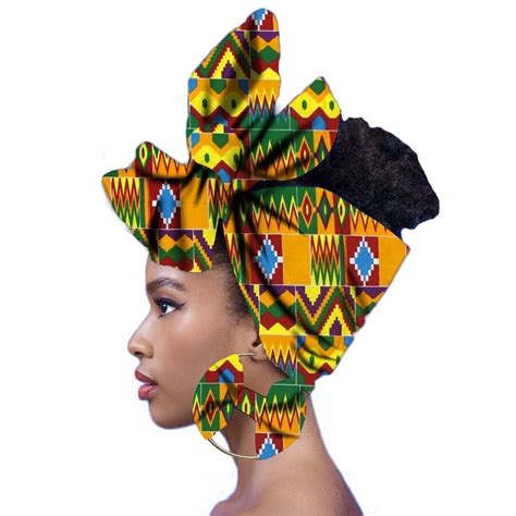 African Head Wraps For Women Ankara Head Scarf Fashion Nigerian Headtie Turban With Earrings