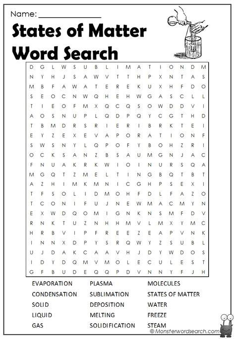 Nice States Of Matter Word Search Word Finds States Of Matter