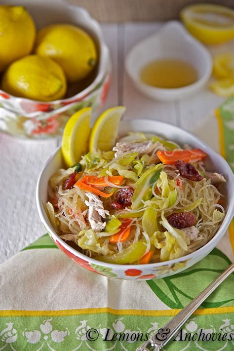 Filipino Pancit Bihon Guisado Recipe Lemons Anchovies