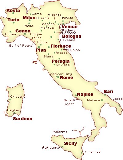 Major Cities In Italy Map Table Rock Lake Map