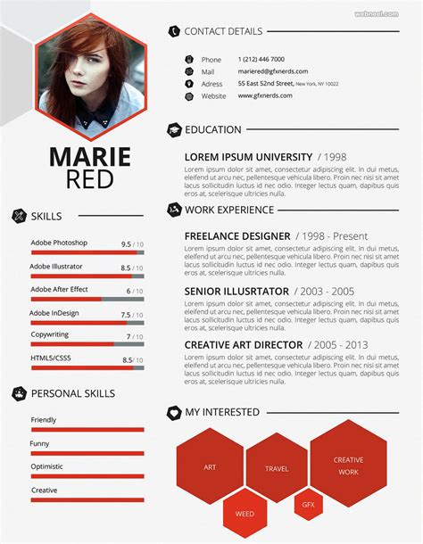 Freelance graphic design resume example. Creative Sample Resume Design 7 - Preview