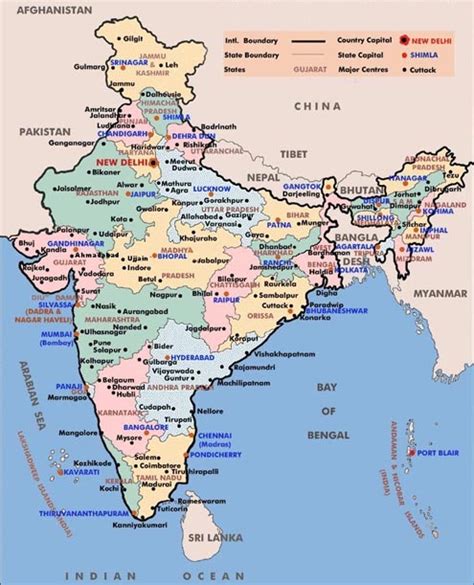 Cities Map Of India With States Capitals And Tiurist Places