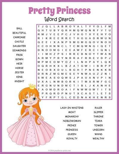 Free Printable Princess Word Search Kids Word Search Disney Word
