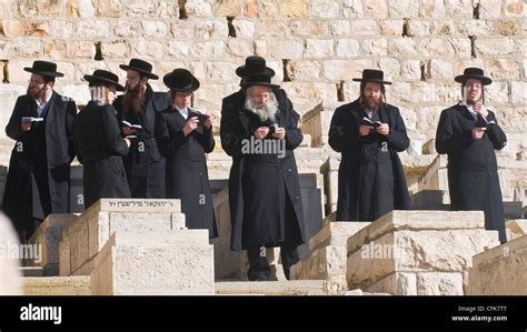 Ultra Orthodox Jews Praying In The Cemetery On The Mount Olives In