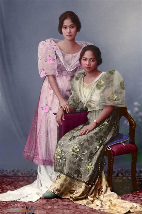 Filipina Ladies Wearing The Traditional Barot Saya In A Studio