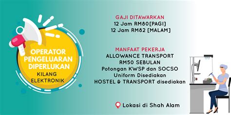 Kami datang ke rumah anda untuk servis dan pemasangan aircond di sekitar shah alam, subang, puchong, klang, petaling jaya, sungai buloh serya kawasan berhampiran. Operator Pengeluaran - Kilang Elektronik, Shah Alam ...