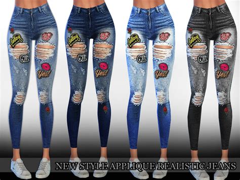 The Sims Resource New Style Applique Realistic Ripped Jeans