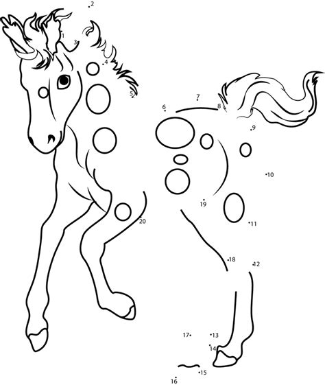 Walking Horse Dot To Dot Printable Worksheet Connect The Dots