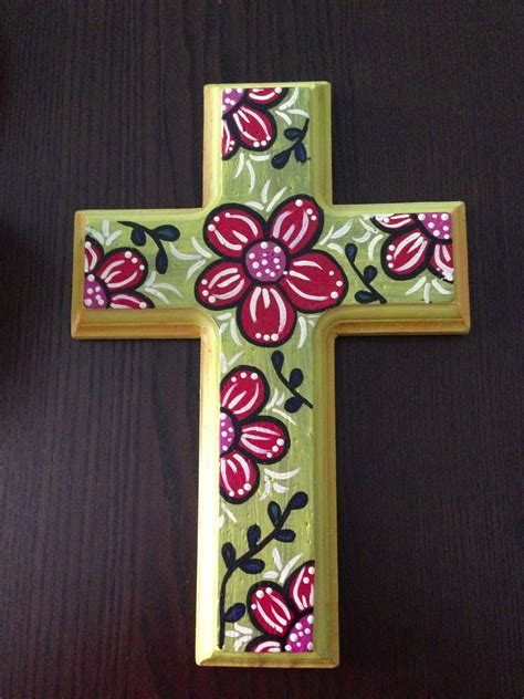 Painted Wooden Cross Colorful Flower Painted Wooden Crosses Ceramic