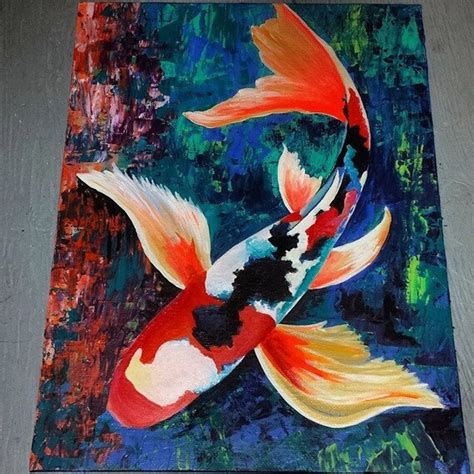 Acrylic Abstract Koi Fish Painting Png Paint